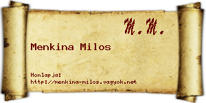 Menkina Milos névjegykártya